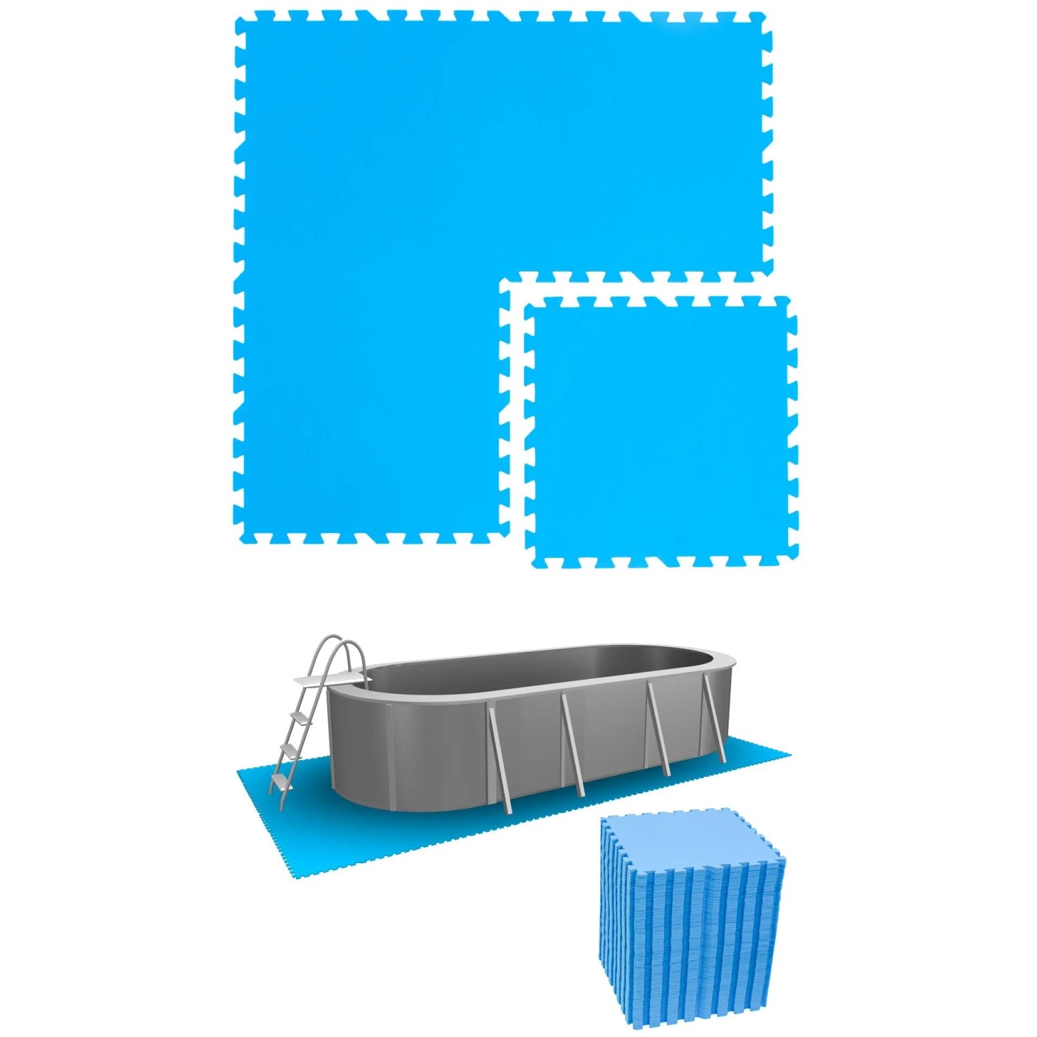 eyepower Poolunterlage 50 x 50 cm 56er Set Blau