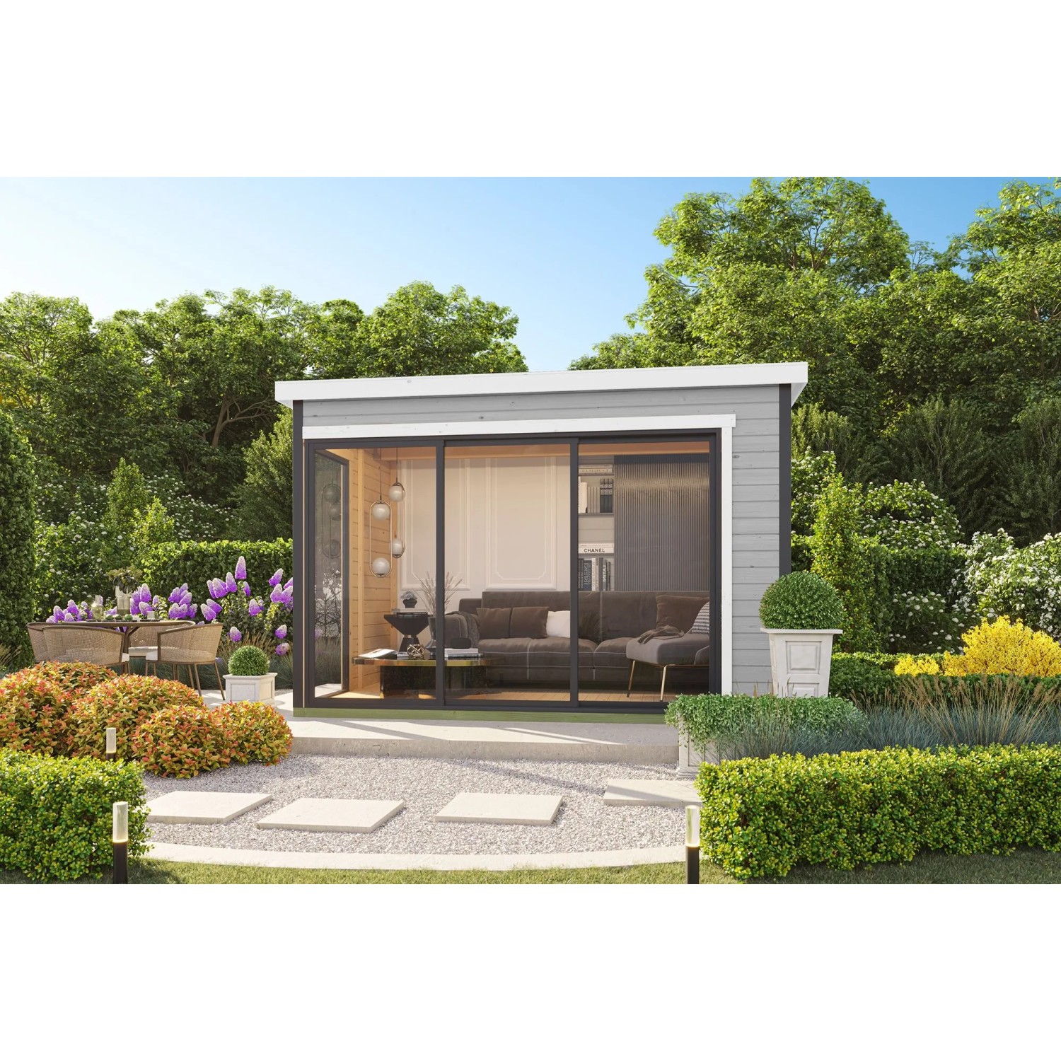 Lasita Gartenhaus Austin 5 Lichtgrau 360 cm x 240 cm