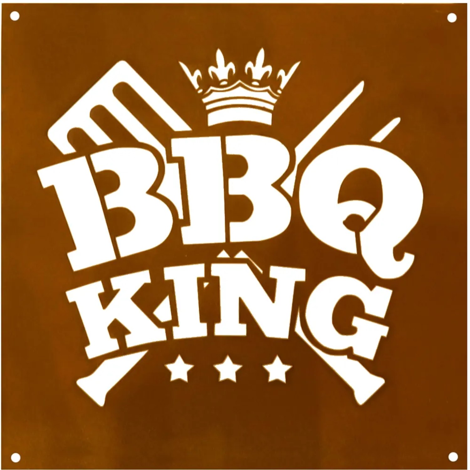 Ferrum Art Design Gedichttafel "BBQ-King" 36 cm x 36 cm Rostbraun