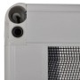 Detailaufnahme: Weißer Aluminiumrahmen mit schwarzem Fiberglas-Netz des vidaXL Insektenschutz-Plissees.