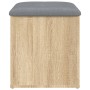 Sitzbank Sonoma-Eiche mit grauem Kissen, Stauraum, 42x42x45 cm, Holzwerkstoff. Möbel für Flur oder Wohnzimmer.