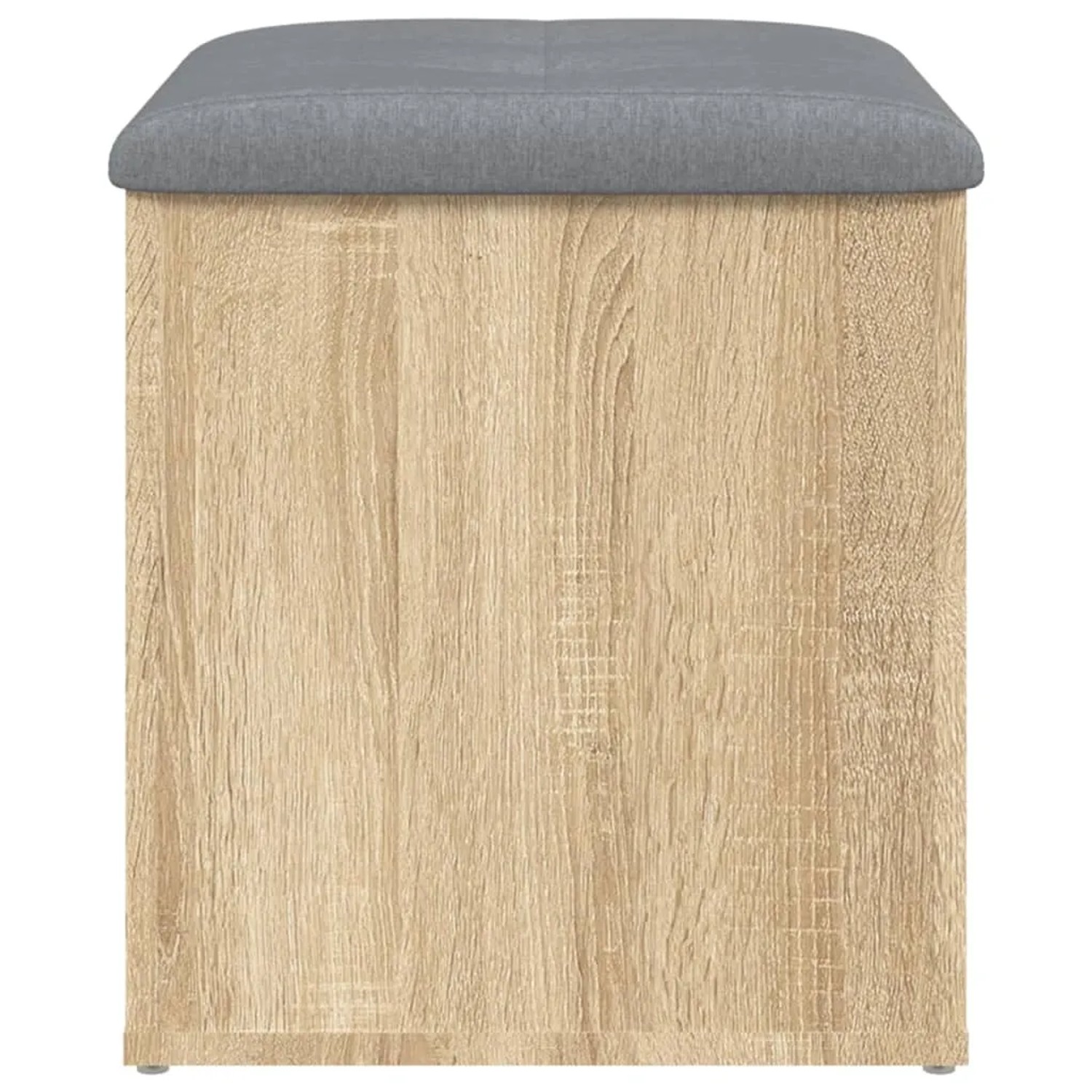 Sitzbank Sonoma-Eiche mit grauem Kissen, Stauraum, 42x42x45 cm, Holzwerkstoff. Möbel für Flur oder Wohnzimmer.