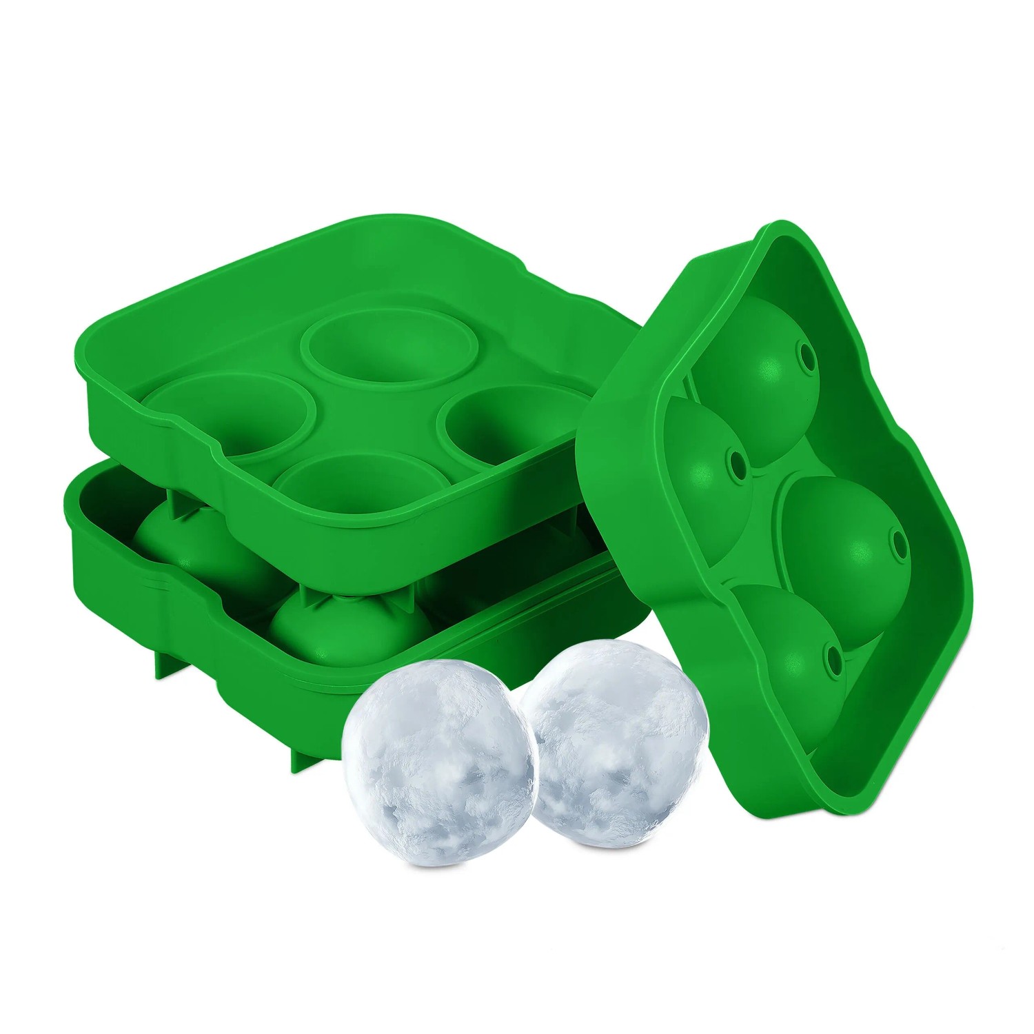 Relaxdays Eiswürfelform 2er Set Silikon Grün Flexibel 5 cm x 12,5 cm x 12,5 cm