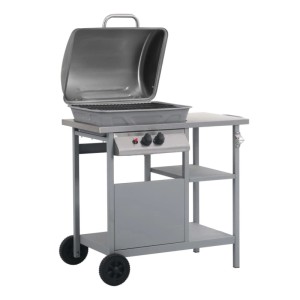 vidaXL Gasgrill mit Beistelltisch auf 3 Ebenen Silbern 47393
