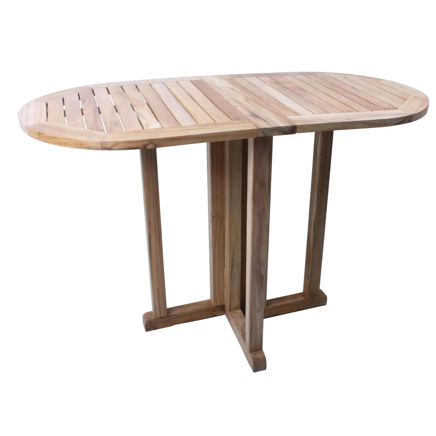 DELUKE Balkontisch MARTIN Oval Klappbar Teak Natur 120x60x75cm Gartentisch Balkon-Tisch Kleiner Tisch Terrassentisch Ver...