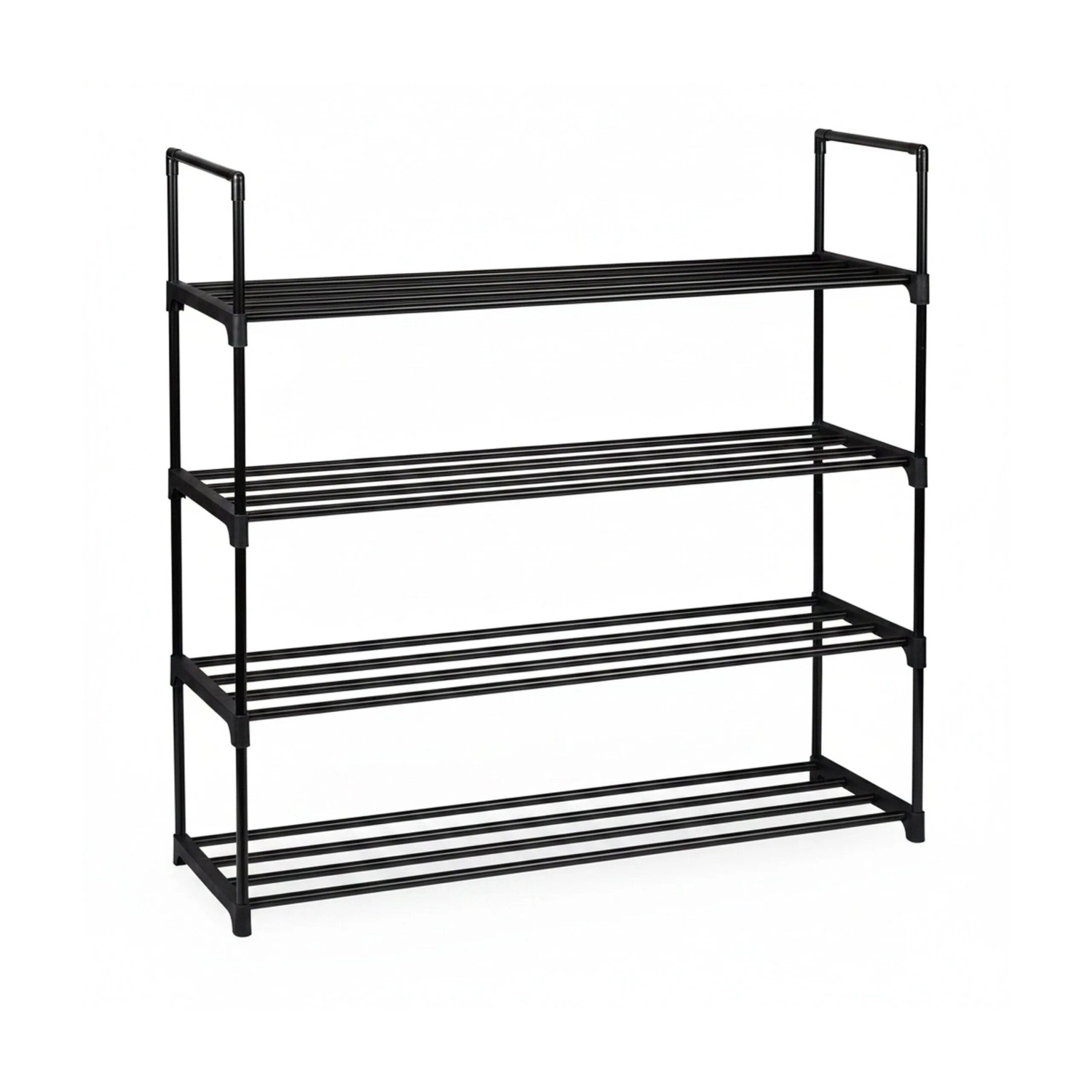 Relaxdays Schuhregal Metall Schwarz Stapelbar Stecksystem 4 Ebenen 72 cm x 92 cm x 30 cm