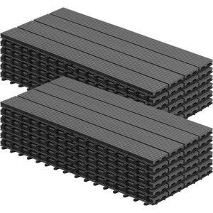 WOLTU WPC Terrassendielen Holz-Optik 30x60cm 12 Stück/2 m² Grau