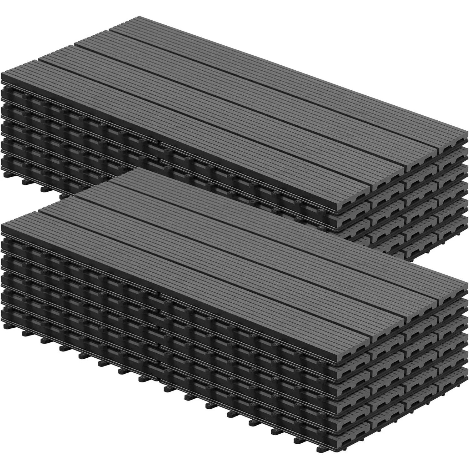 WOLTU WPC Terrassendielen Holz-Optik 30x60cm 12 Stück/2 m² Grau