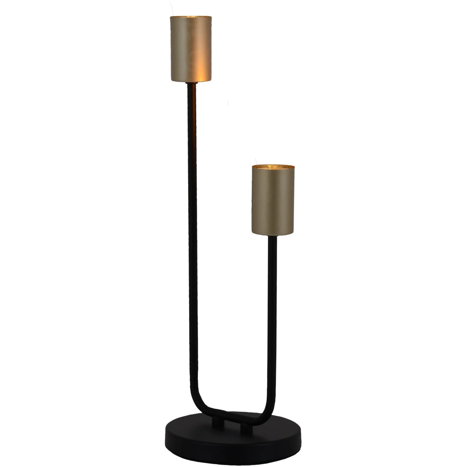 Näve Tischleuchte Modo, 45,3 cm, 2-flammig, Design-Tischlampe mit schwarzem Fuß und zwei Lampenschirmen.