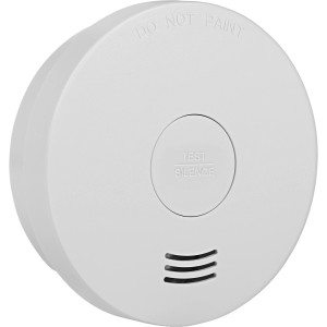 Weißer Smartwares 10-Jahres-Rauchmelder FSM-12400 mit Testknopf und Lüftungsschlitzen.