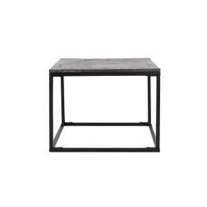 Quadratischer WOMO-DESIGN Beistelltisch, 60x60 cm, grau, mit schwarzem Metallgestell.