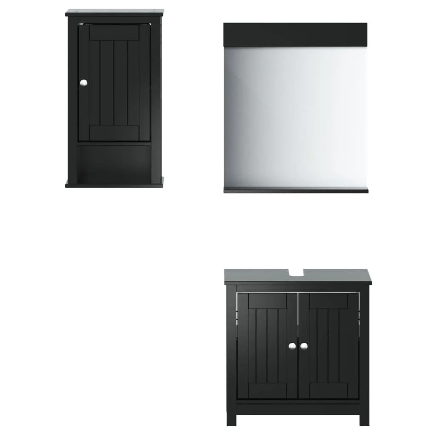 vidaXL 3 Tlg Badmöbel-Set BERG Schwarz Massivholz Kiefer 3206501