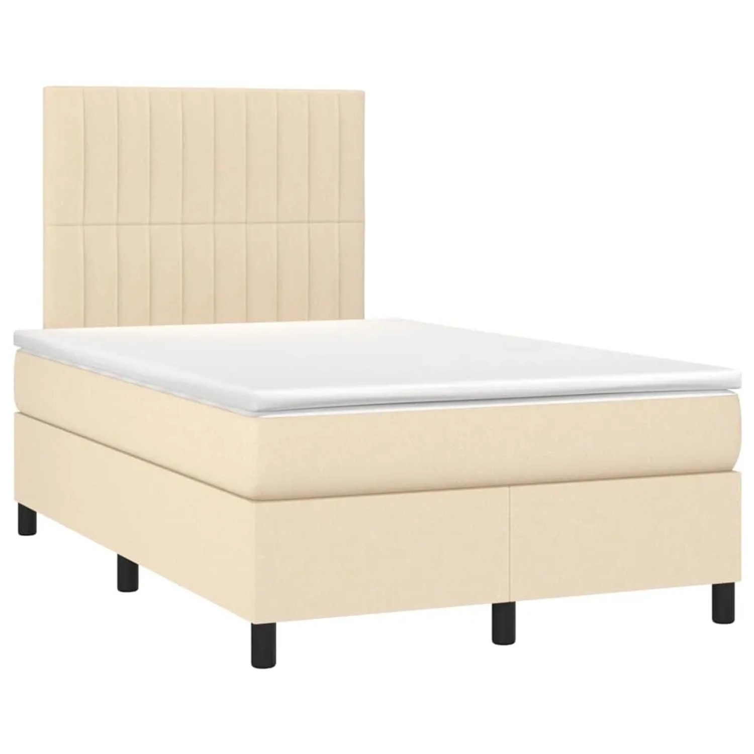 vidaXL Boxspringbett mit Matratze Creme 120x190 cm Stoff 3269900