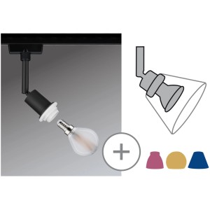 Paulmann URail Spot in Schwarz matt, max. 20W E14 für Schienensysteme. Leuchte ohne Schirm, flexible Lichtgestaltung.