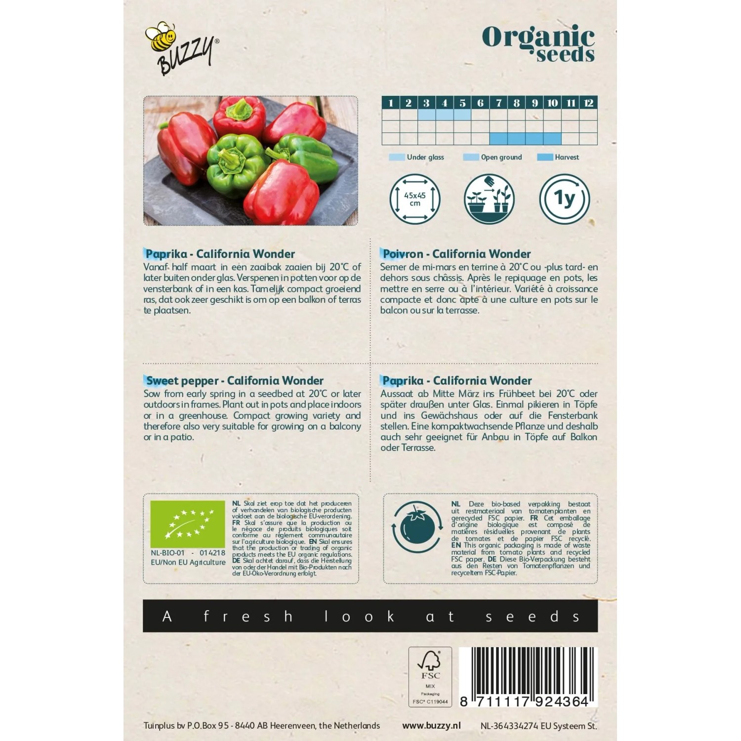 Buzzy Organic Paprika California WonderBio SamenCa. 0,25 gr_2