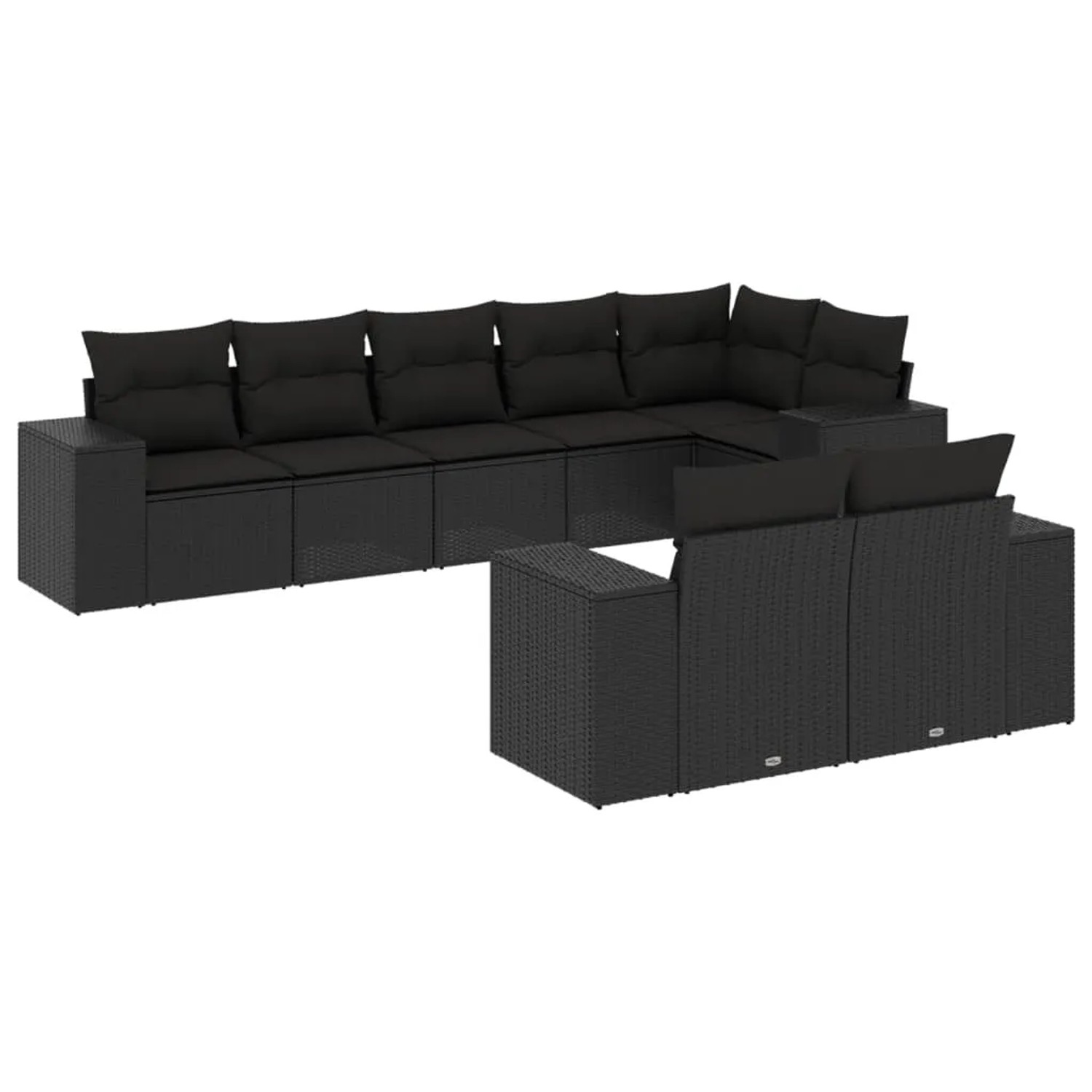 vidaXL 8-Tlg Garten-Sofagarnitur mit Kissen Schwarz Poly Rattan 3255152 günstig online kaufen