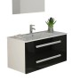 Jet-Line Badmöbel-Set Locarno, 80cm, Schwarz Hochglanz mit Unterschrank und Waschbecken.