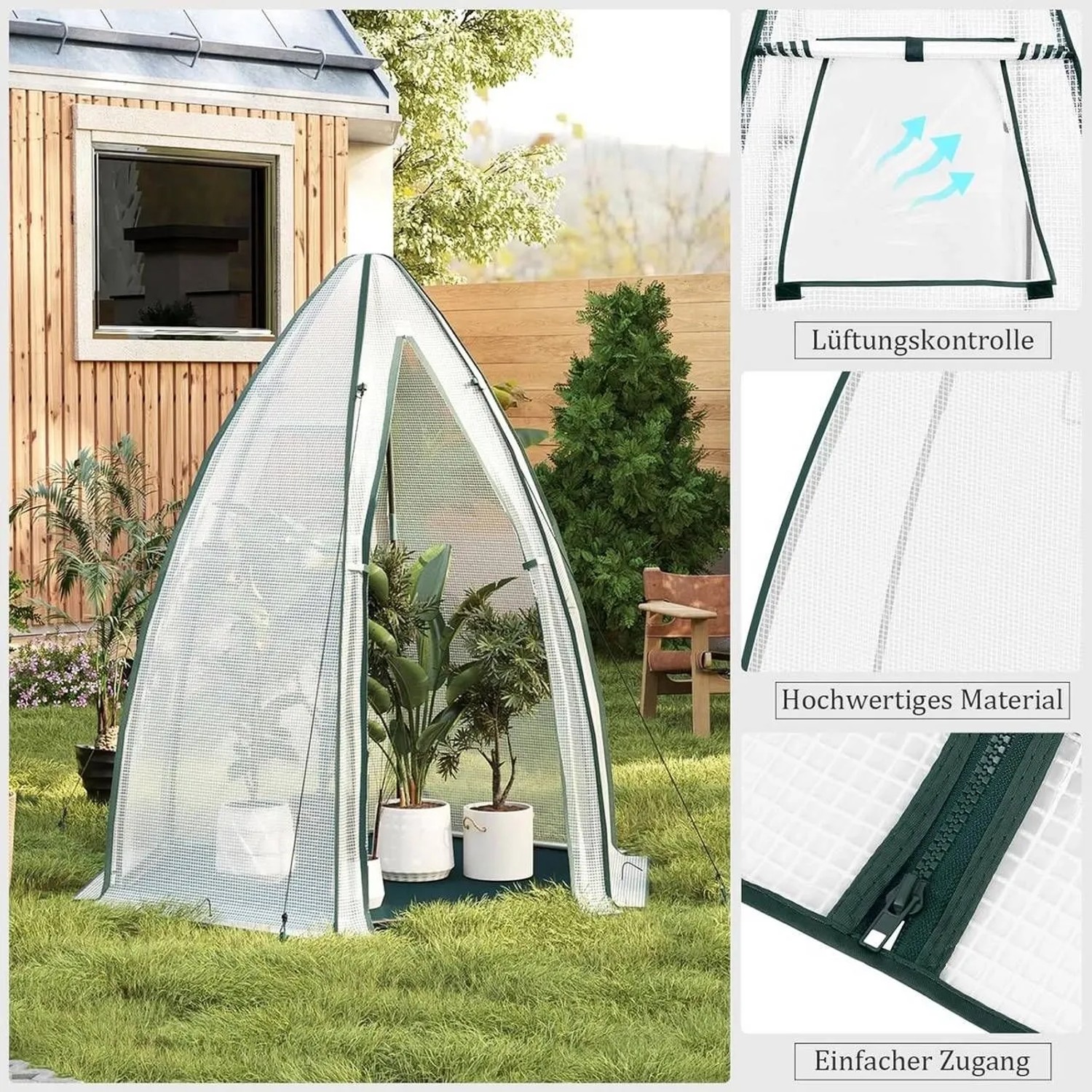 WOLTU Gewächshaus PE Halbtransparentes Pflanzenhaus Winterschutz 160x180cm Weiß_7