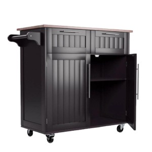 Costway Kücheninsel mit Schubladen, Schrank und Handtuchhalter auf Rollen.