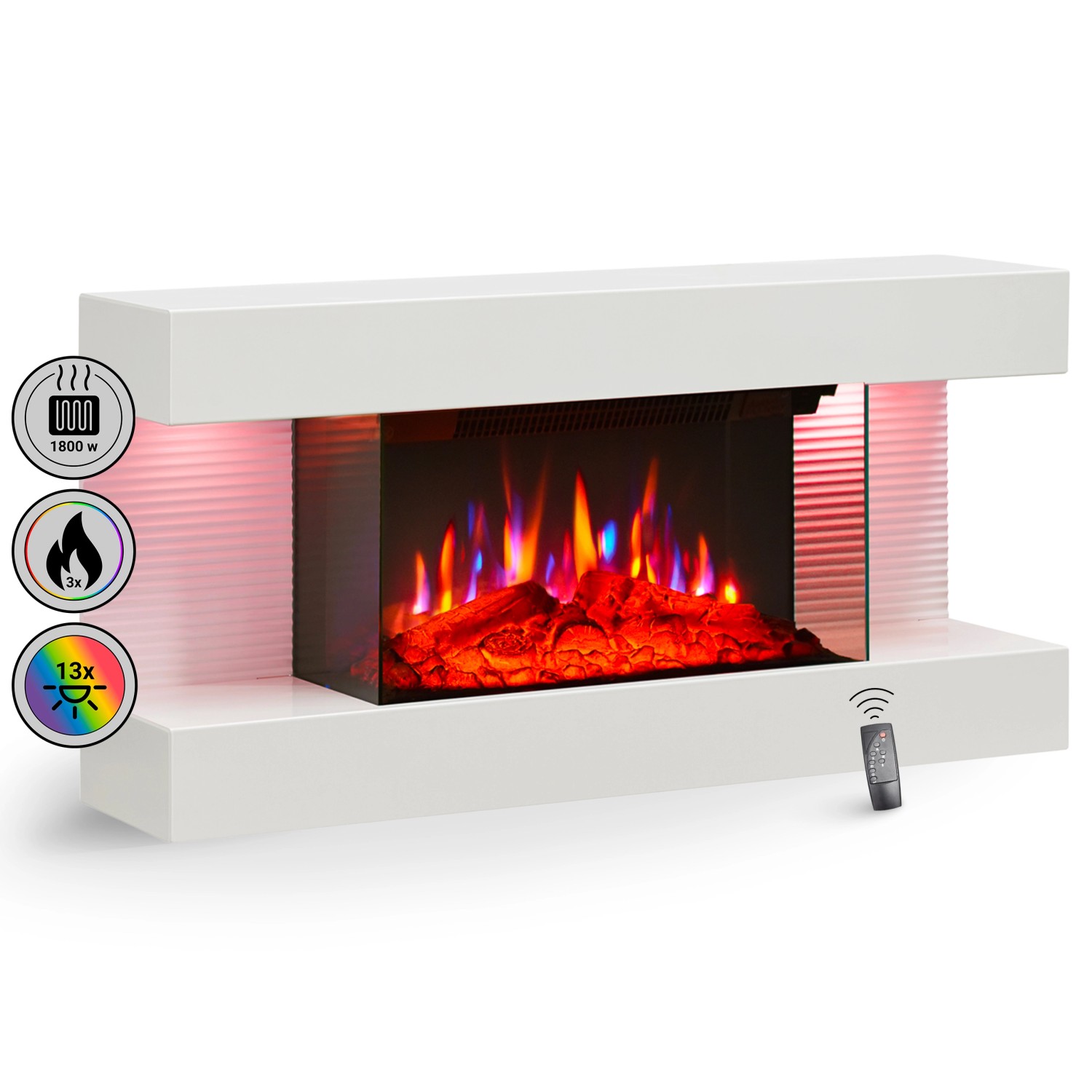 BALDERIA ID-WE Elektrokamin Wandkamin Heizung 3D-Flammeneffekt Weiß günstig online kaufen