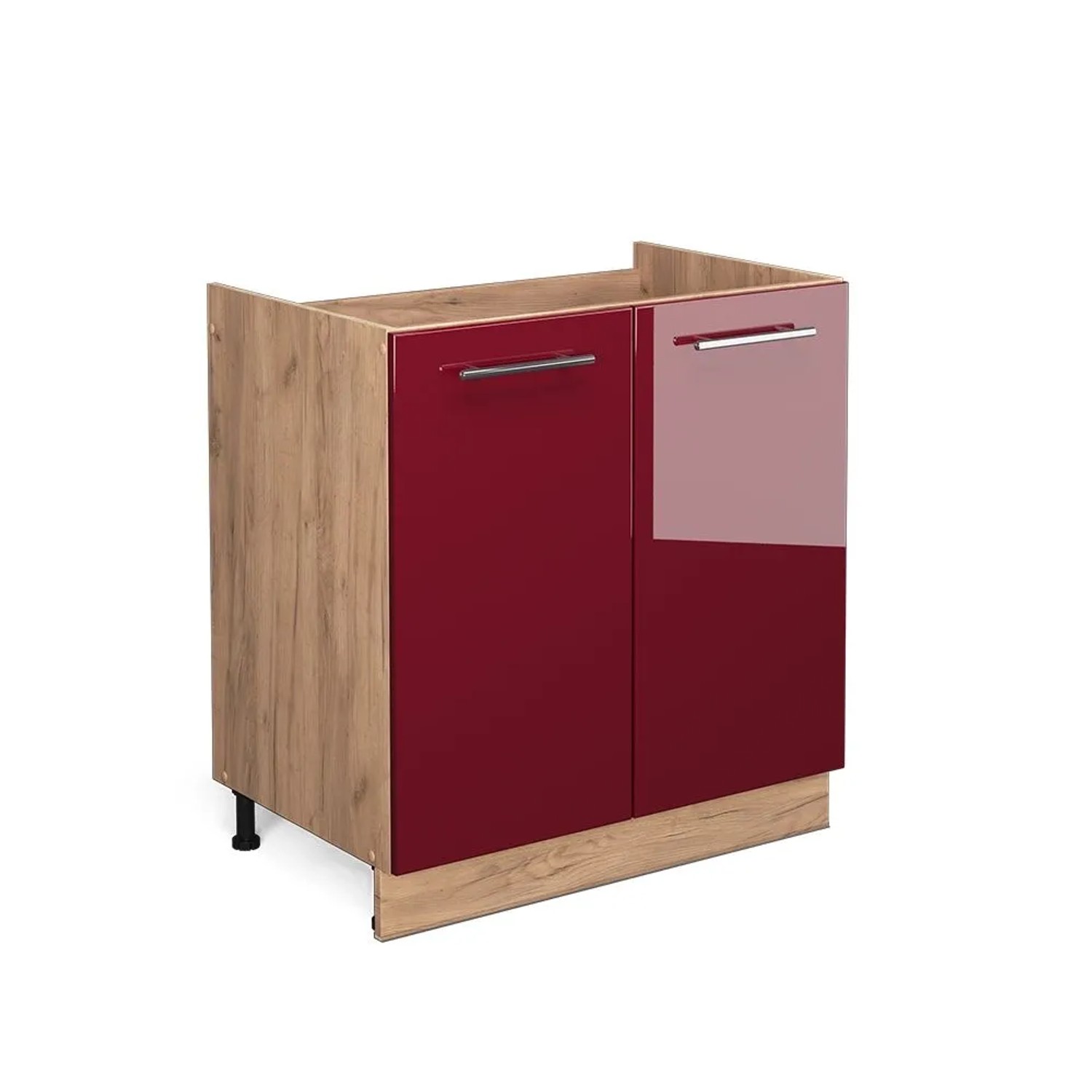Vicco Spülenunterschrank Fame-Line Bordeaux Hochglanz Goldkraft Eiche 80 cm ohne Arbeitsplatte