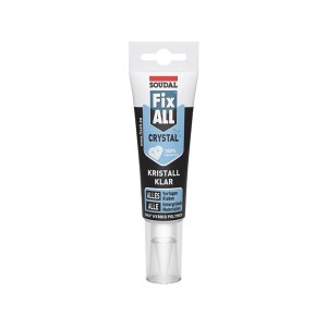 Soudal Fix All Crystal, transparent, 130g Tube. Hybrid-Polymer Kleb- und Dichtstoff für transparente Verklebungen.