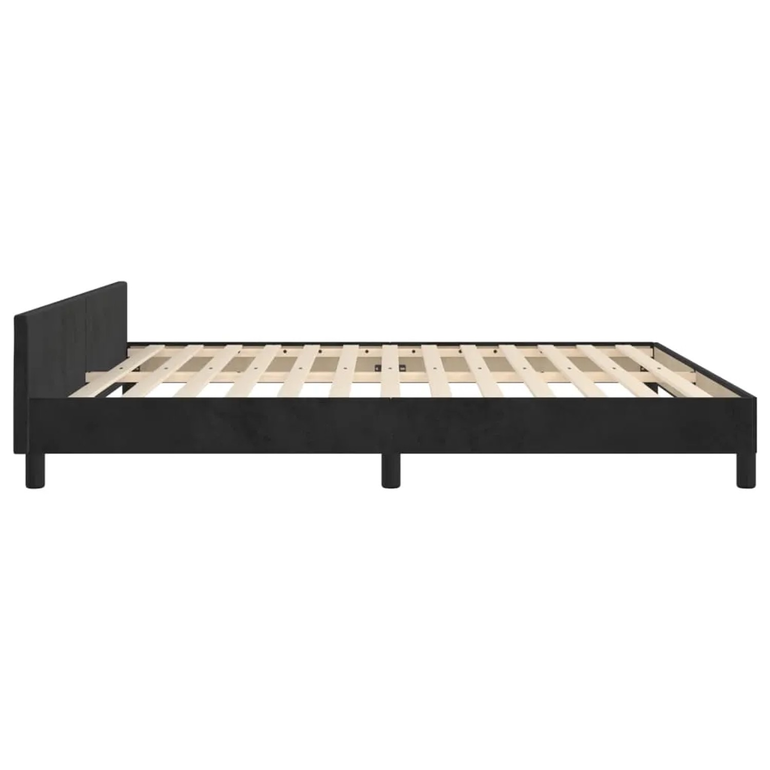 Schwarzes Samt-Bettgestell (160x200 cm) mit Kopfteil für Schlafzimmer.