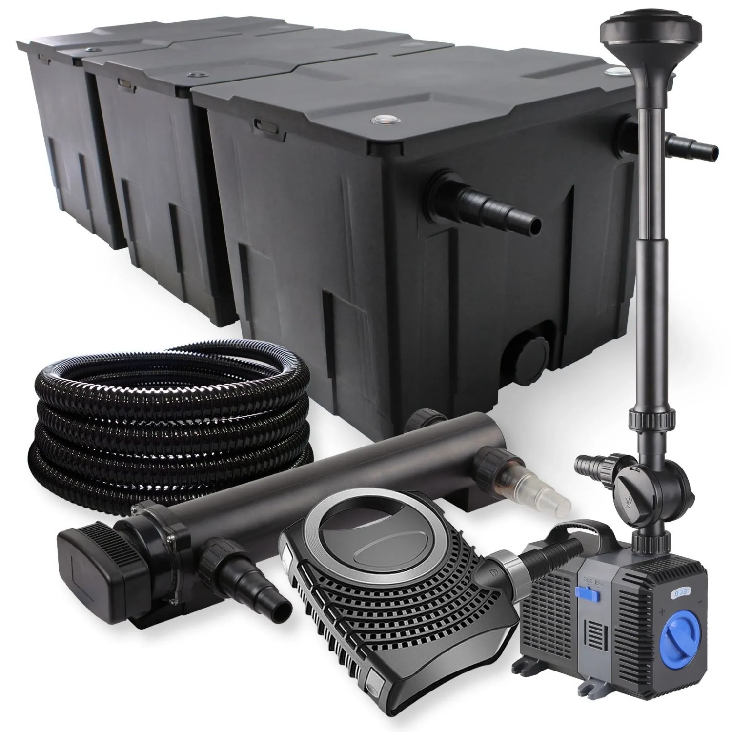 Sunsun 3-Kammer Filter Set 90000L 36W Uvc Teich Klärer Neo10000 80W Pumpe Schlauch Spri
