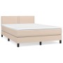 Boxspringbett in Cappuccino-Braun mit Matratze und Kopfteil, bezogen mit Kunstleder.