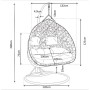 Technisches Diagramm des Vente-unique Hängesessels Cayambe Grau. Detaillierte Abmessungen: 120 cm Breite, 200 cm Höhe.