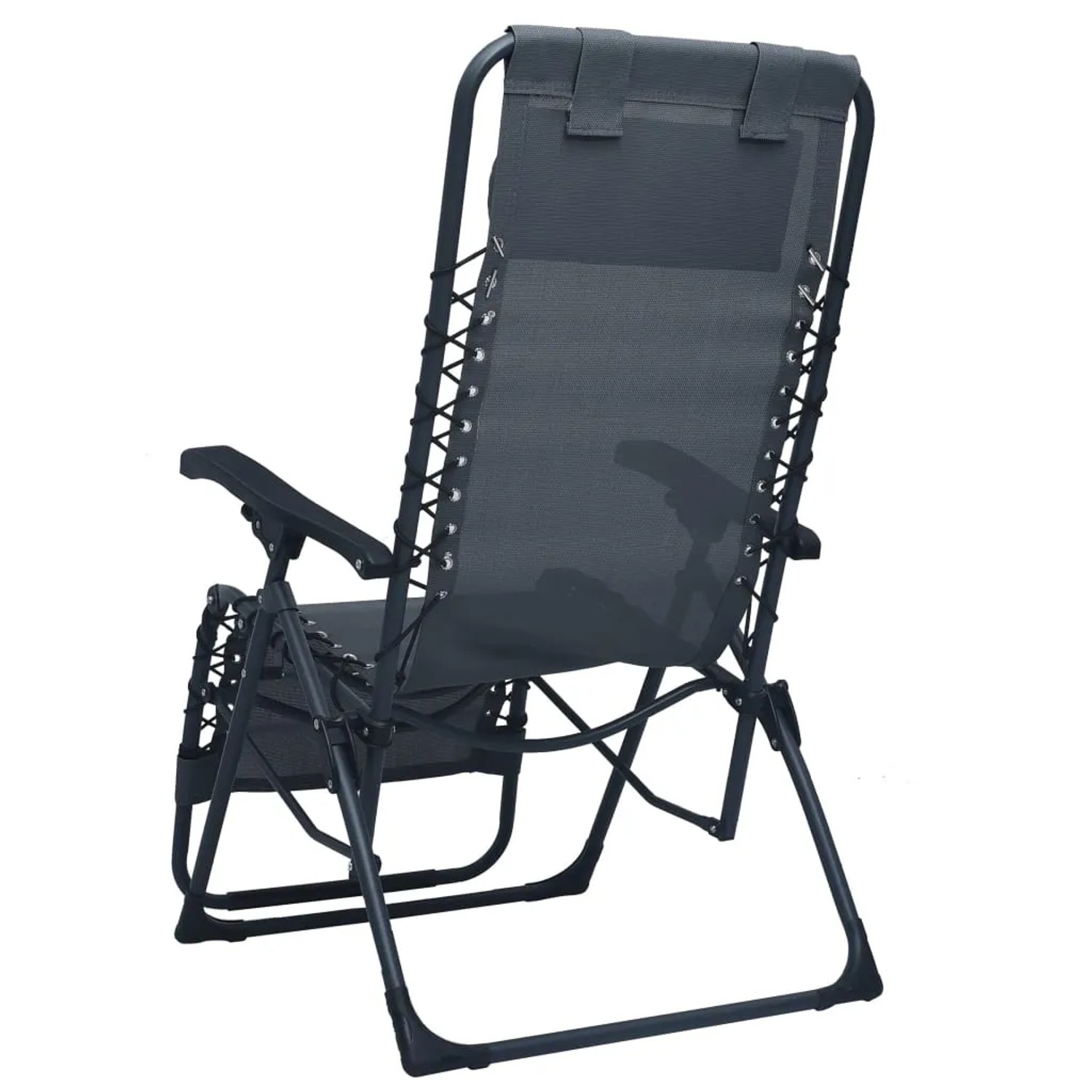 Klappbarer, grauer Liegestuhl aus Textilene von vidaXL, ideal für Garten und Terrasse.