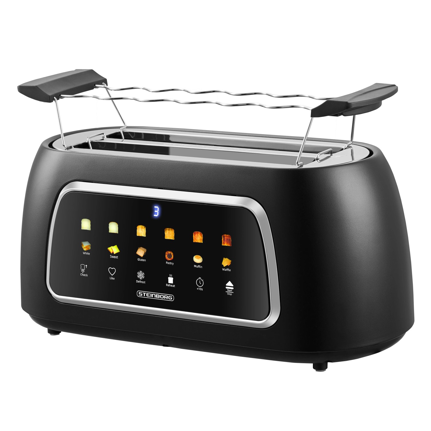 Steinborg SB-2215 XXL 4 Scheiben Toaster Touchbedienung 1500 Watt Schwarz