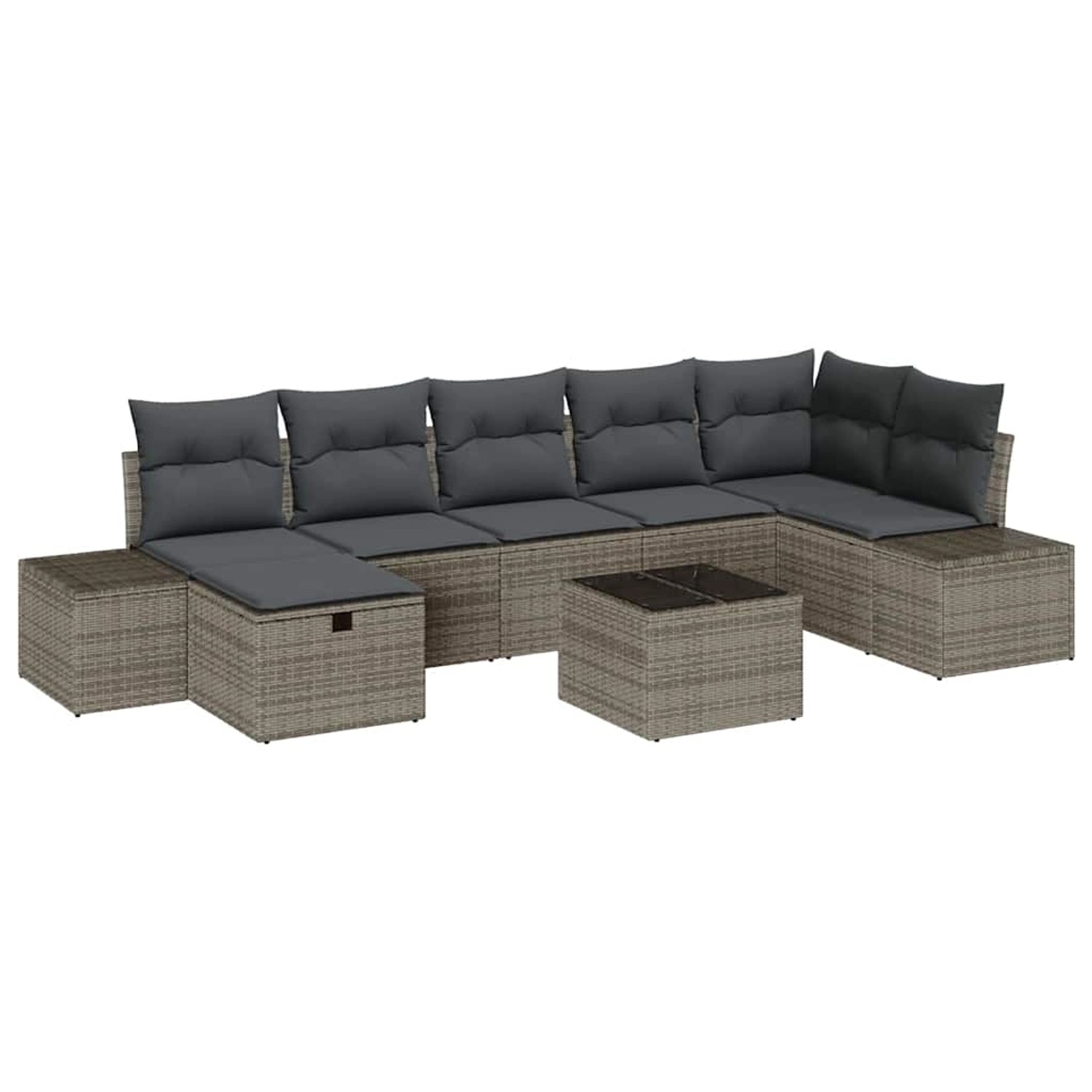 vidaXL Garten-Sofa-Set mit Kissen 8-Tlg Grau Poly Rattan 3359408 günstig online kaufen
