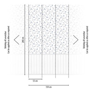 A.S. Création Vliestapete Wallpanel Blümchen Weiß, Detailansicht mit Maßen.