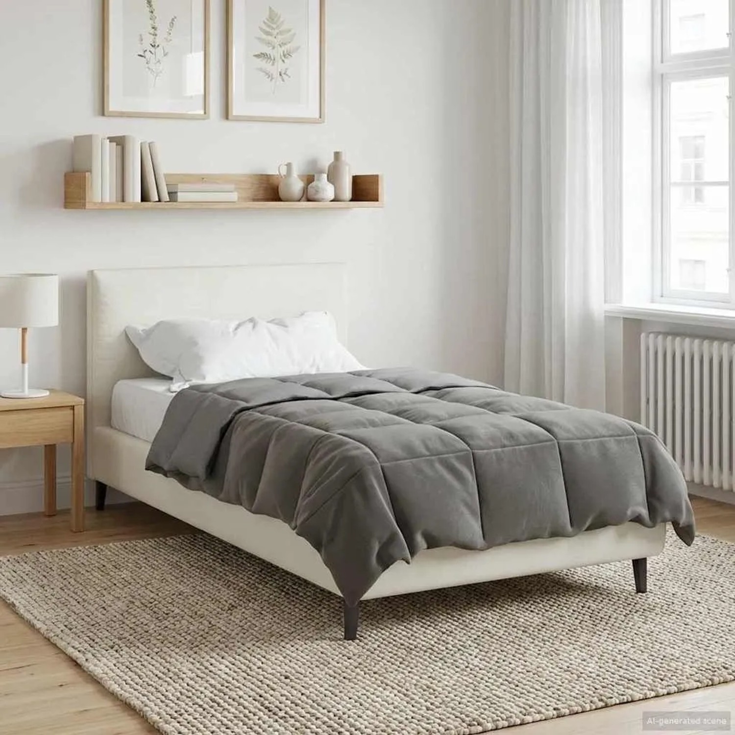 vidaXL Ganzjahresbettdecke Gepolstert Hellgrau 135 x 220 cm Mikrofaser 42026006_4