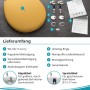 Curry-gelber Calmwaters WC-Sitz aus Duroplast mit Absenkautomatik und komplettem Montagezubehör. O-Form.