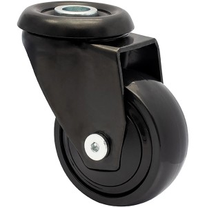 Schwarze Wagner Möbel-Lenkrolle mit Softrolle und Kugellager, Tragkraft 50 kg.