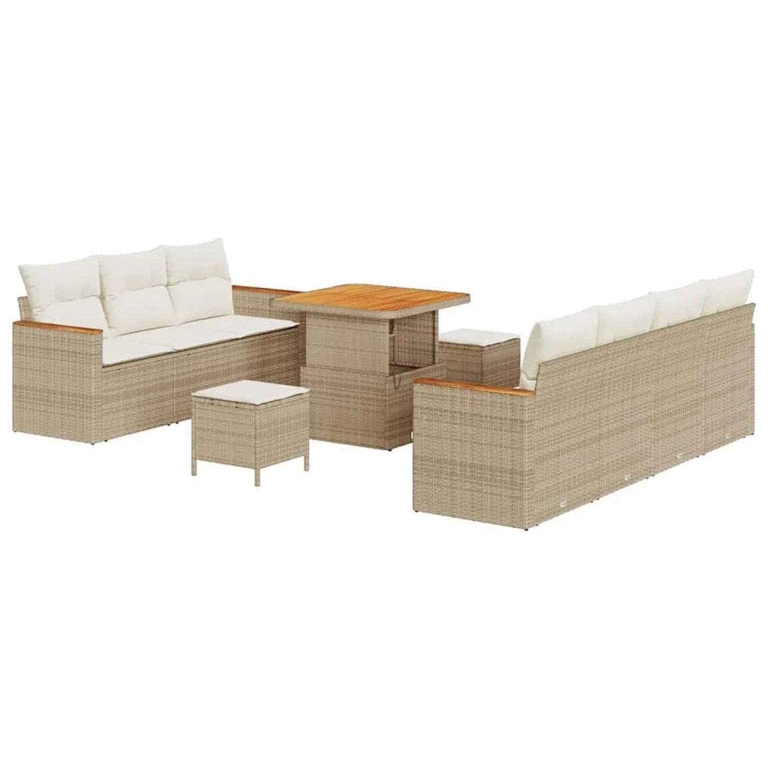 vidaXL Gartensofa-Set mit Kissen 14 Stk Beige und Creme Poly-Rattan 3364956 günstig online kaufen