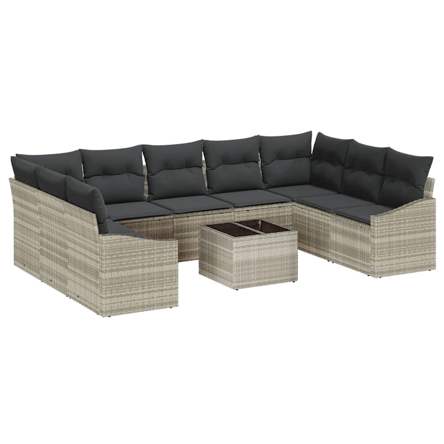 vidaXL Garten-Sofa-Set 10-Tlg Hellgrau Poly Rattan 3346892 günstig online kaufen