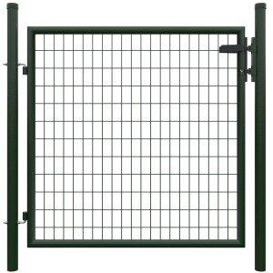 Grünes T&J Einzeltor Strong, 125x103 cm, mit Pfosten, Rohrrahmenschloss und Drückergarnitur für Gartenzäune.