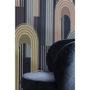 Schöner Wohnen Vliestapete New Delight, grafisches Muster in Blau und Beige.