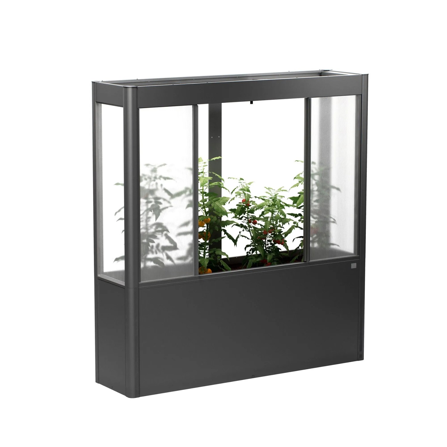 Biohort Florentina Gewächshausaufsatz für Hochbeet, 2x1m, dunkelgrau-metallic. Zubehör für Hochbeete.