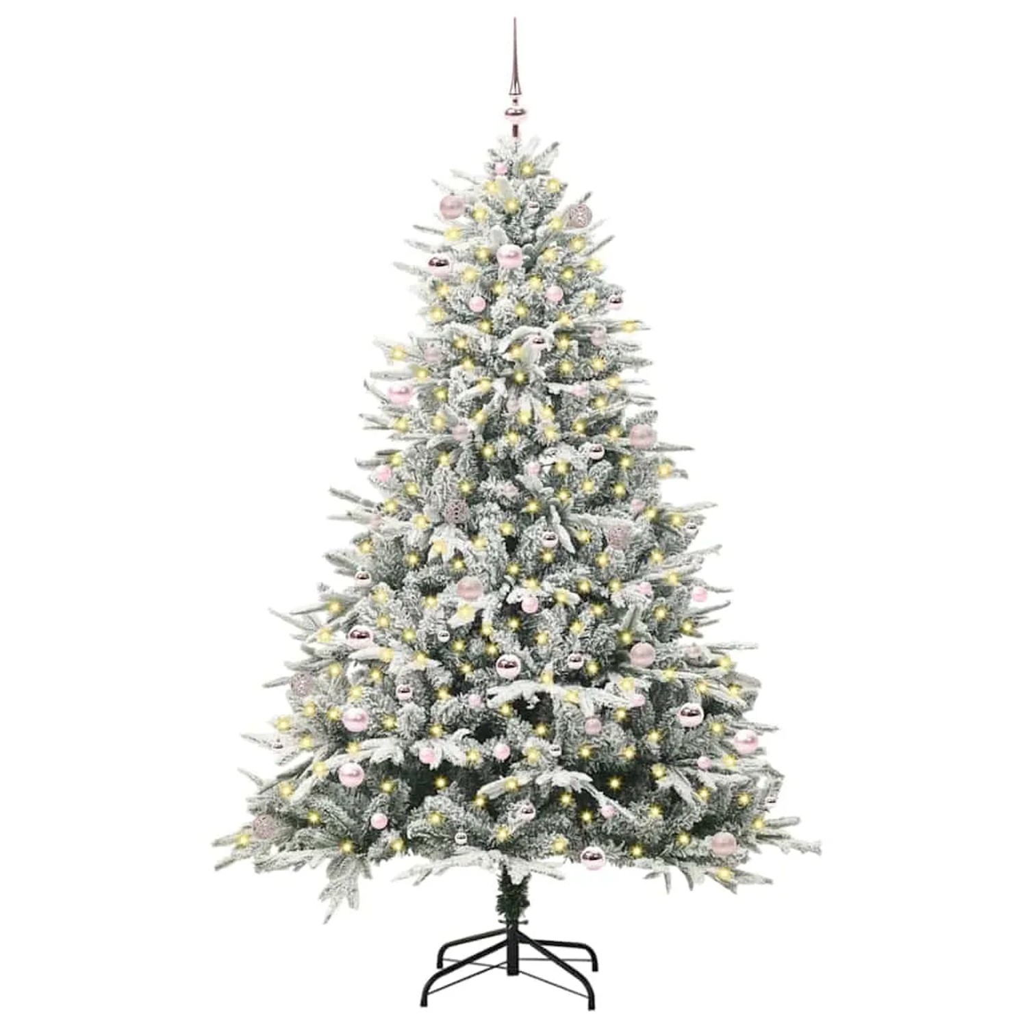 vidaXL Künstlicher Vorbeleuchteter Weihnachtsbaum mit Kugelset Grün 3395417