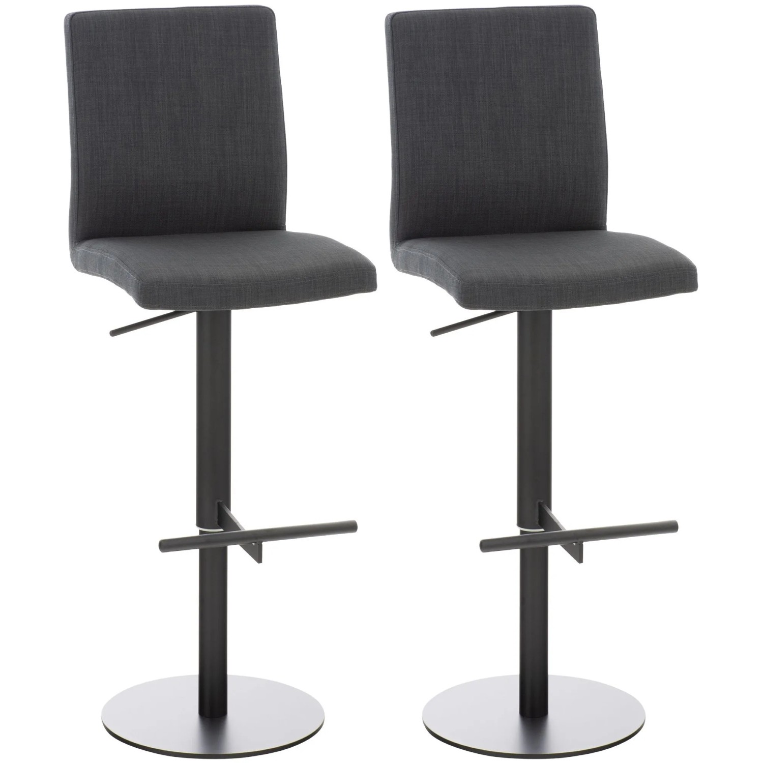 CLP 2er Set Barhocker Cadiz Stoffbezug Dunkelgrau/Schwarz