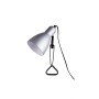 Silberne Näve Klemmleuchte Mara, eine flexible Lampe mit schwarzem Kabel und Klemme.