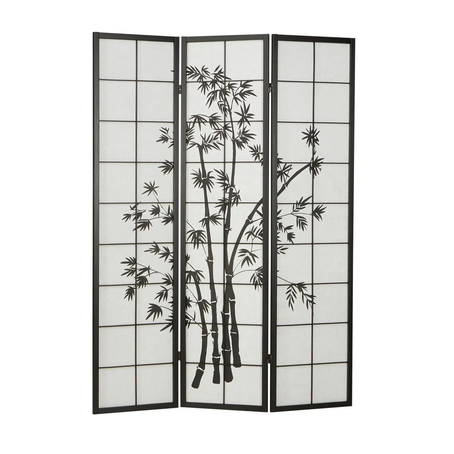 Homestyle4u 3-tlg. Paravent in Schwarz 132x179 cm 285