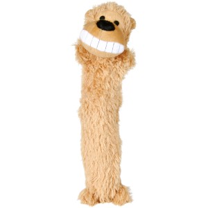 Jollypaw Longie Plüschtier, 35 cm, hellbraun, mit großem, weißem Lächeln, für Hunde.