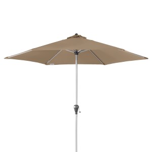 Doppler Marktschirm Active Auto Tilt, Ø 266 cm, Greige, mit Kurbel für einfache Bedienung.