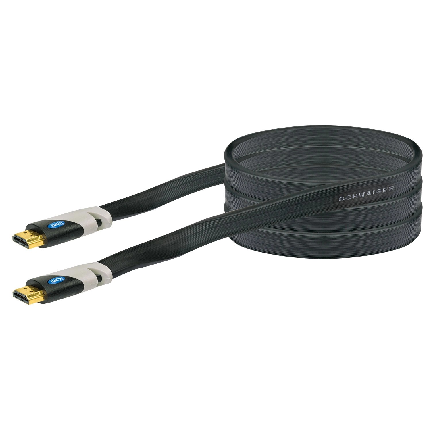 Schwaiger High-Speed HDMI-Flachkabel mit Ethernet Schwarz 1,5 m
