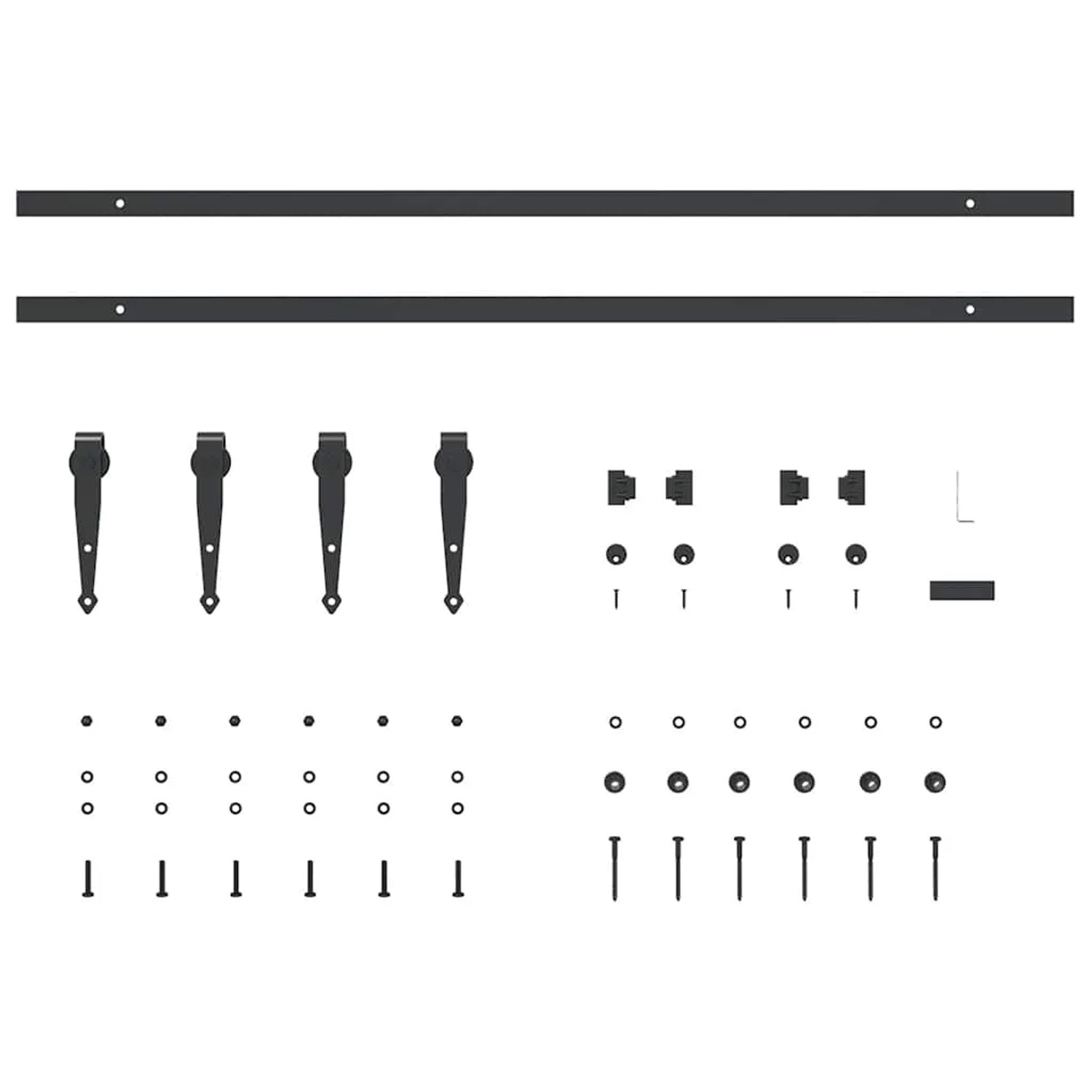 vidaXL Schiebetürbeschlag Set 200cm, Karbonstahl, für Schranktüren. Komplettes Set mit Schienen, Rollen und Befestigungen.